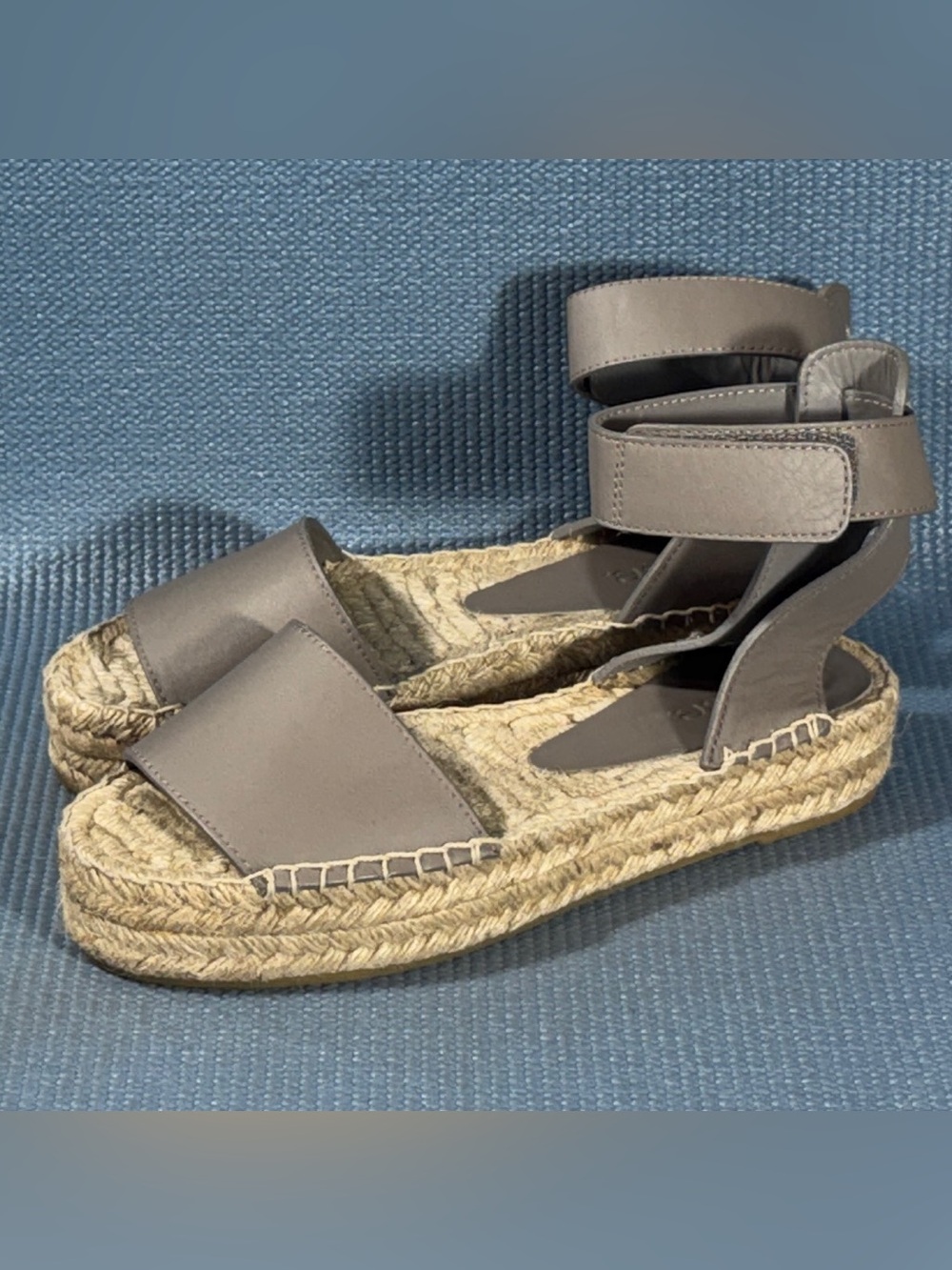 Vince Edie Leather Platform Espadrille Sandals Gray Women’s Size 5